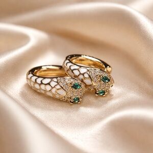 Enamel Snake Huggies Earrings in silver 925